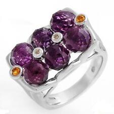 925 MASSIVER STERLINGSILBER 9,00 CTW AMETHYST, GRANAT & TOPAS COCKTAIL RING, N/7