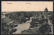 Potsdam, Panorama mit Dom und Spreebrücken, Ansichtskarte 