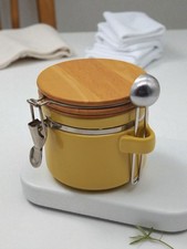 WOW XL Rarität Vorratsdose Gebäck Tee 0,85 L Kaffeedose Keramik Holz Bügeldeckel