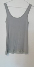 Hello Fashion Top Tunika Kleid  Mit breiter Spitze am Saum Grau  Gr 42