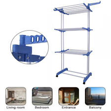 Turm Wäscheständer mobil Turmtrockner Kleiderständer klappbar 3 Ebenen Blau