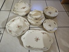 Speiseservice Rosenthal Classic Sanssouci Moosrose Goldrand 6 Personen, Terrine,
