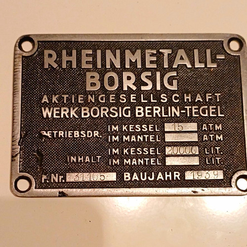Typenschild rheinmetall borsig - typenschild, rheinmetall-borsig