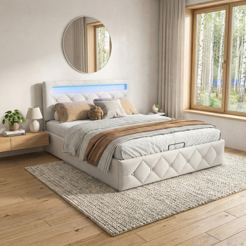 Polsterbett 160x200cm mit led - polsterbett,