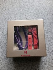 Aigner Logo Leder Silberfarben