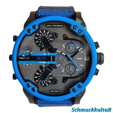 Diesel Uhr Mr. Daddy 2.0 DZ7434 Herren Chronograph Nylon Silikon Blau Neu OVP