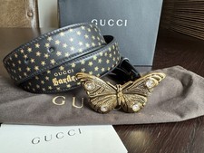 GUCCI Garden Limited Edition Leder Gürtel Belt schwarz Sitz: 65
