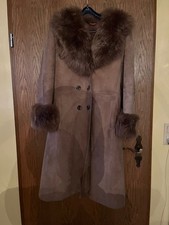 Wildleder Lammfell Damen Mantel mit Fellkragen Gr. 40