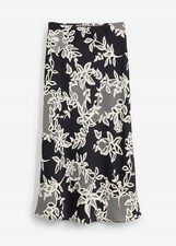 Satinrock Gr. 50 Schwarz/Creme Damen Skirt Midi-Skirt Neu*