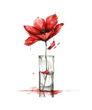 Aquarell Blumen Glas 9x9 cm