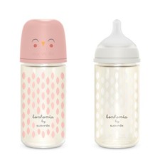 Suavinex, 2 Babyflaschen aus Glas, 2 Babyglasflaschen x 240 ml,mit physiologisch