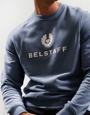 Belstaff Herren Sweatshirt Signature Gr. M NEU Hellblau Baumwolle Pullover Top