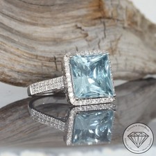 Wert 5590 € Brillant Aquamarin Ring 750 18 Karat Weiß Gold