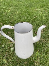 Weiße Kanne, Emaillekanne, Chocolatiere,evtl Frankreich,Emaille,vintage,Rarität 