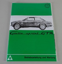 Betriebsanleitung / Handbuch Alfa Romeo Giulia Sprint GTA Stand 07/1965