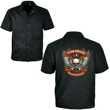  Hemd Bikerstyle WorkShirt Totenkopf Skull Motiv Gothic Spruch USA  *4137 black