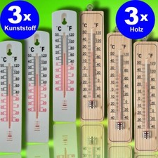 3 x Set Thermometer Innen Außen Zimmer Holz Gartenthermometer Außenthermometer