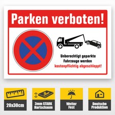 PARKEN VERBOTEN Schild Rot 20x30 cm Privat Parkplatz Parkverbot Halteverbot #150