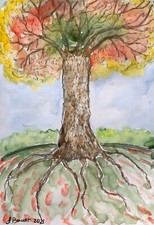 Watercolor Aquarell MALEREI Geschenkidee Zeichnung Lebensbaum Yggdrasil painting