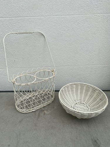 Vintage weiß kunststoff korb - weiß,