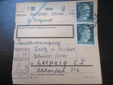 #2285 Paketkarte aus OESLAU nach Leipzig