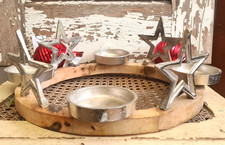 Advent  Kerzen Kranz groß Eisen Metall  Holz Weihnachten Kerzenständer Sterne