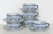 Rörstrand Sweden 6x Kaffeetasse m. UT Ostindia Porzellan N. Emil Lundström 1932