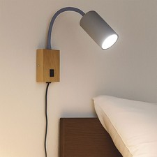 Wandleuchte Leselampe Spotleuchte Schlafzimmerlampe Holzoptik beweglich H 44 cm