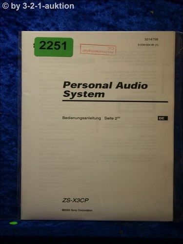 Sony bedienungsanleitung - bedienungsanleitung, zs