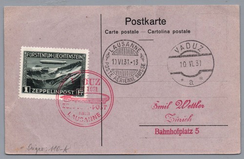 Liechtenstein zeppelin beleg - liechtenstein,
