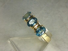 D39-50 / eleganter  Ring 9 K / 375 Gelbgold mit Blautopas  Gr. ca. 60