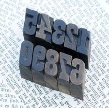 0-9 Zahlen Holzzahlen 18mm Holzstempel Zahlenstempel Zahl letterpress wood type 