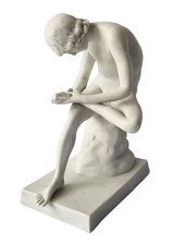 Alte Bisquit Porzellan Figur "kapitolinischer" Dornauszieher Akt - um 1900 - rar