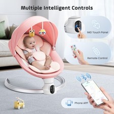 Elektrische Wippe Babywippe Schaukel Wiege USB APP mit Musik Fernbedienung Rosa