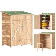 Gartenschrank Holz, Geräteschuppen wetterfest 140 x 75 x 157cm, Gerätehaus