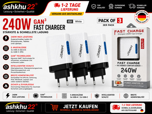 3er pack 240w gan - gan, usb