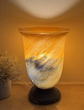 Tischlampe Murano Glas Blau Orange warmes Licht 80er Jahre