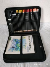 Buntstifte im Tragekoffer 65 Stück/5 Bleistifte, Radierer, Spitzer Zeichenblock