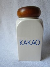 alte Keramikdose Kakaodose Keramik Kakao Dose mit Holzdeckel 15x6,8x6,8cm Top