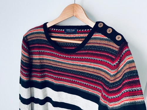 Zara strick pullover bunt - pullover, l