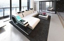 Leder Ecksofa Couch Ottomane