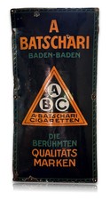 A. Batschari Cigaretten „ABC“ – Emailschild um 1910 -  120×60 cm - Original