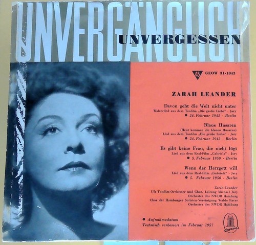 Zarah leander unvergänglich - -,