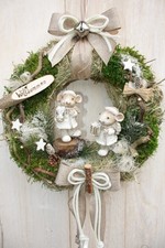Türkranz Maus Ski Winter Weihnachten Weihnachtskranz Deko natur Landhaus Shabby