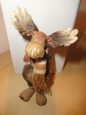 Weihnacht Elch mit echtem Strickschal, Polyresin, Geschenk oder Deko, neu 