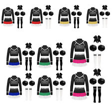 DE Mädchen Uniform Bühnenauftritte Kostüm Patchwork Outfit Langärmliges Crop Top