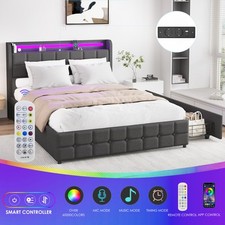 Polsterbett 140x200cm Doppelbett Stauraumbett Bettgestell mit USB/LED Lattenrost