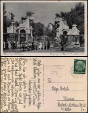 Ansichtskarte Stellingen-Hamburg Besucher vor dem Eingang 1938