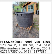 Pflanzkübel xxl 700 Liter schwarz, 120 cm durchm. 80 cm hoch mit Untersetzer 