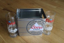 Coors Light Flaschenträger - kleiner Bierkühler Dose Eiskübel + 2 x Pint Gläser
